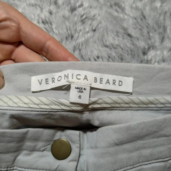 Veronica Beard Gray Pants Carson Moto Size 6 Straight Leg Made in USA - Picture 5 of 11
